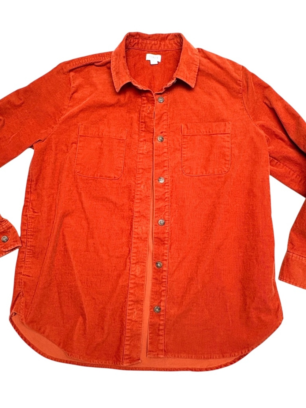J. CREW Orange Corduroy Shirt Jacket M Cotton Button Front Overshirt Pockets - Picture 6 of 15